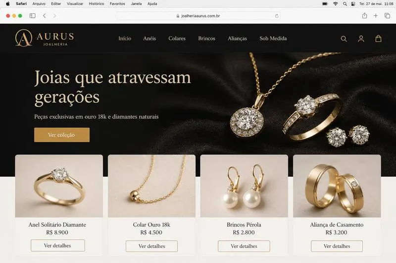 E-commerce sofisticado para joalherias