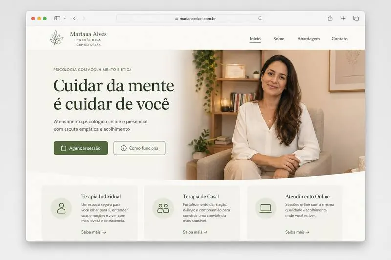 Landing page para psicólogos e terapeutas